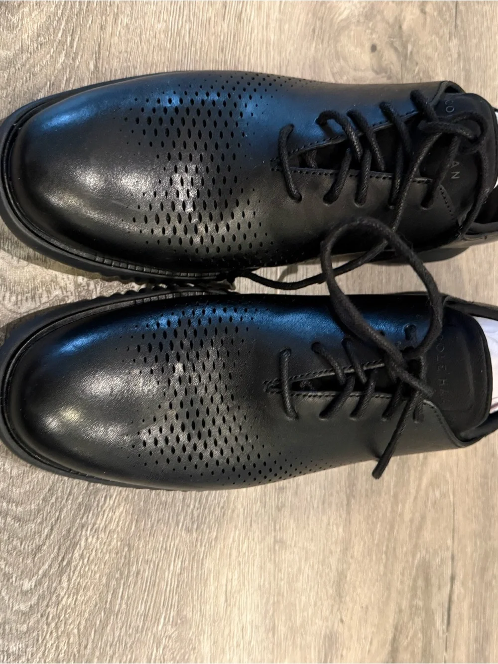 AND Black Perforated Leather Derbys